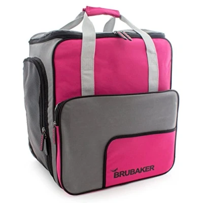 Image of BRUBAKER Boot Bag &#039;Superfunction 2.0&#039; Backpack holds complete Ski or Snowboard Equipment incl. Helmet! Limited Fuchsia/Grey