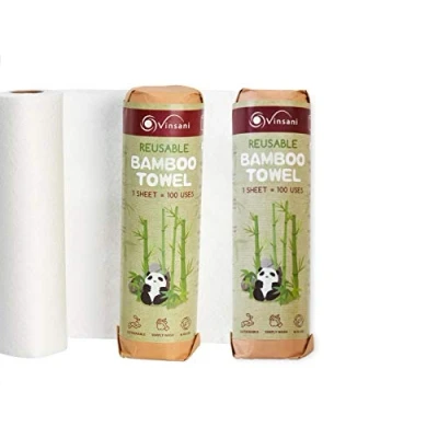 Image of Vinsani® Reusable Bamboo Towels 40 Sheets of Super Strong Ultra Absorbent &amp; Eco Friendly Zero Plastic Packaging