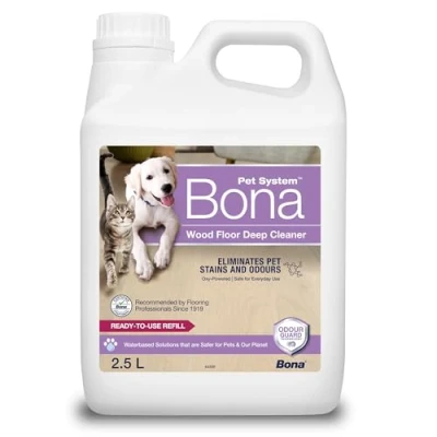 Image of Bona Pet Wood Floor Deep Cleaner, Stain and Odour Remover, Friendly Cleaner Liquid, Spot Cleaning, 2.5 Litre Refill