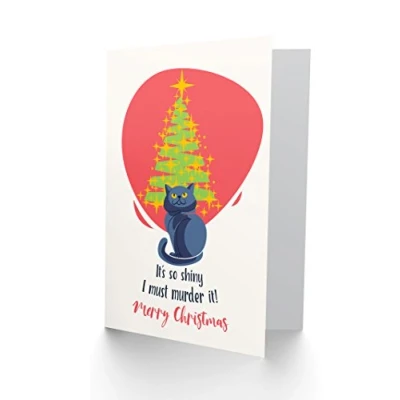 Image of Wee Blue Coo Naughty Kitty Christmas Greetings Card