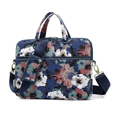 Image of kayond Watercolor Orchid Patten Canvas Laptop Shoulder Messenger Bag Case Sleeve for 13.3 Inch and Macbook Air 13,Macbook Pro 13/14 (13 inch, Orchid)
