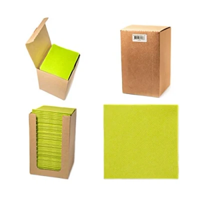 Image of Alvotex Chic Airlaid 100 Cocktail Napkins, 1/4 Fold Fabric Like, Disposable Napkin, Kiwi, 20 x cm