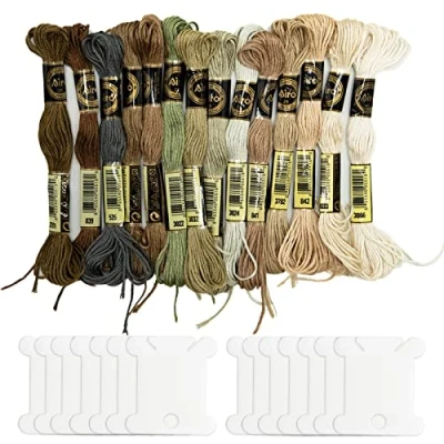 Image of SZXMDKH Brown Embroidery Threads,Sewing Thread Kit Threads Series Cross Stitch Floss (14 Skeins Per Pack)
