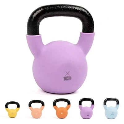 Image of Myga Iron Kettlebell Heavy Cast Weight for Fitness and Strength Training, Bodybuilding, Muscle Cardio Workout Equipment ideal Home, Gym Studio Purple, 10kg