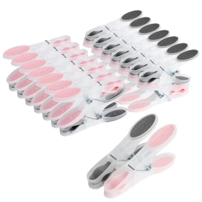 Image of Romon Clothes Pegs, Pack of 30 Clothespins, Towel Clips, Clutches, Sock Clips Made Sturdy Plastic with Soft Grip Area for Laundry Trousers T Shirts Underwear