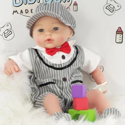 Image of Bibi Doll Charlie 18&quot; Lifelike Large Size Soft Bodied Baby Girls Boys Toy Dolly With Sounds and Dummy for Ages 18 Months +