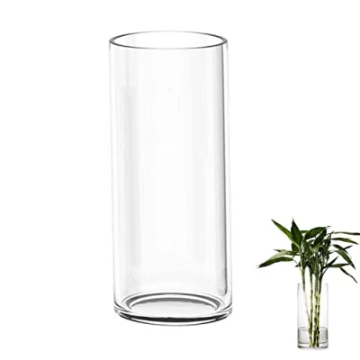 Image of TSKDKIT Large Glass Vase for Flowers 35cm Cylinder Thickened Clear Living Room Modern 35 x 12cm