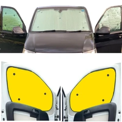 Image of Thermal Blinds Compatible With Iveco Daily (Years 2000 2014) (Front Set) Backing Colour in Yellow, Reversible