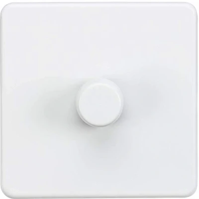 Image of KnightsBridge Screwless 1G 2 way 10 200W (5 150W LED) trailing edge dimmer Matt White