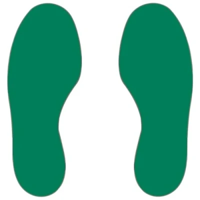 Image of Floor Signals Adhesive Sign, Warning Stickers, Safety Sign Feet H.300 x W.100 Pack of 10 (5 Right, 5 Left) Green