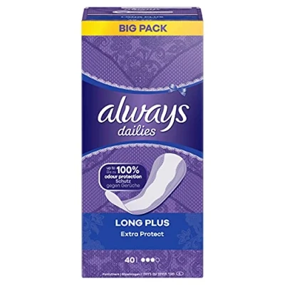 Image of Always Dailies Women&#039;s Extra Protect Long Plus (40 Pads) Big Pack, Breathable, Flexible and Comfortable with Absorbent Core