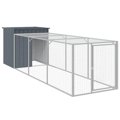 Image of vidaXL Chicken Cage with Extended Run Durable Galvanized Steel Poultry House Practical Roof Anthracite Hen Convenient Access