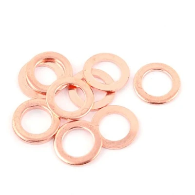 Image of sourcingmap 10pcs 8mm x 12mm 1mm Flat Ring Copper Crush Washer Sealing Gasket Fastener