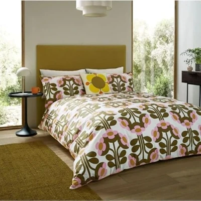 Image of Orla Kiely Bedding Buttercup Blossom 100% Cotton Duvet Cover Set (King Size Set: 230cm x 220cm)