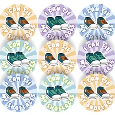 Image of 144 I Can Tie My Shoelaces 30 mm Reward Stickers for Teachers and Parents