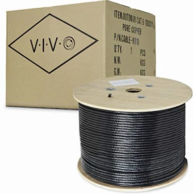 Image of VIVO Black 305m Bulk Cat6, Full Copper Ethernet Cable, 23 AWG, Cat 6 Wire, Waterproof, Outdoor, Direct Burial (CABLE V010)