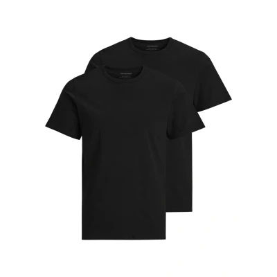 Image of Jack &amp; Jones Jacbasic CREW NECK TEE 2 PACK Undershirt, Men&#039;s, Size: Medium, Black