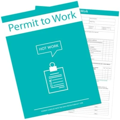 Image of Hot Work Permit To Forms, 3 Part Forms Original/2 Carbon Copies, Card Backing For Seperating, Supplied In Packs Of 10