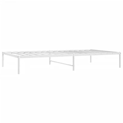 Image of vidaXL Sturdy Metal Bed Frame Elegant White, Powder Coated Steel Single with Extra Underneath Storage Space for Bedroom