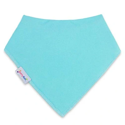 Image of Dotty Fish Baby Bandana Bibs. Drool Super Absorbent Teething Bib. Pale Turquoise. Organic Cotton