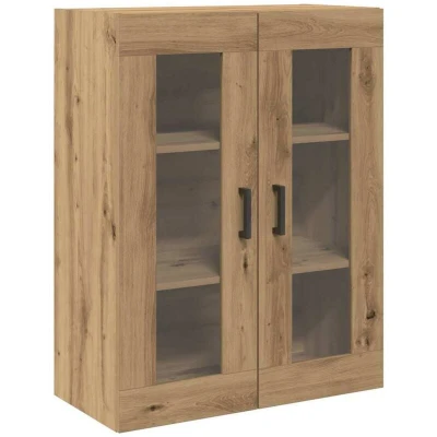Image of vidaXL Wall Mounted Sideboard Cabinet Artisan Oak Engineered Wood with Glass Doors for Living/Dining Room Matte Finish