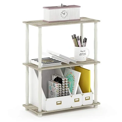 Image of Furinno Toolless Shelves, Wood, Sonoma Oak/White, one size, 3 Tier