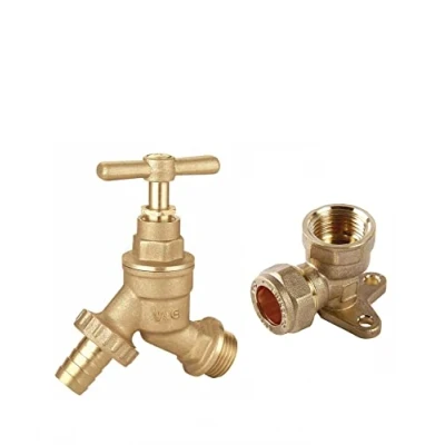 Image of hep® 1/2&quot; BSP Outdoor Garden Tap Bib with 15mm x Brass Wall Plate Elbow WRAS Approved