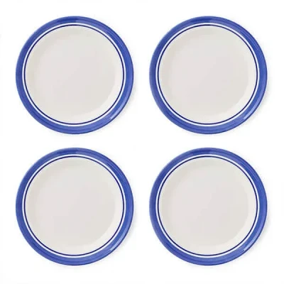 Image of Portmeirion Potters Stripe Set of 4 25.4cm Plates Blue