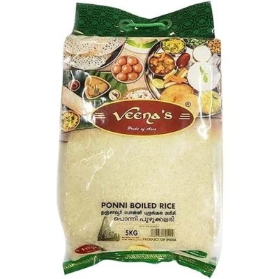 Image of Veenas Ponni Boiled Rice 5KG Kai kuthal Pulungal Arisi High Fibre Protein Natural Indian Origin Gluten Friendly