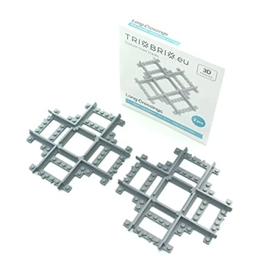 Image of Trixbrix Long Crossings 2pcs Compatible with Lego City Train Sets 60197 60198 10277 60205 60238