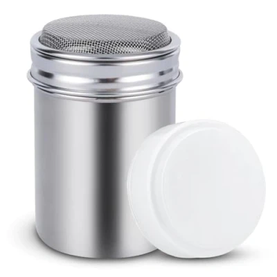 Image of Stainless Steel Powdered Sugar Shaker Duster with Lid for Cocoa Coffee Pepper Spice(S)