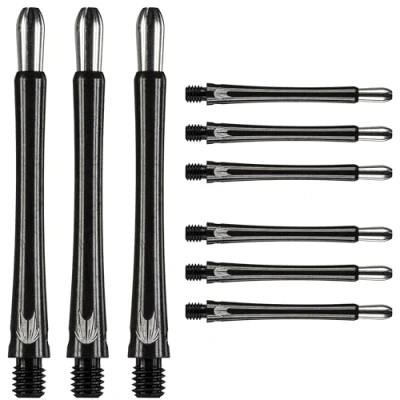 Image of TARGET Darts Grip Style Aluminium Shaft Pack of 9 Black, Medium (48.8mm) Professional Accessories, 2BA Multipack with Rings, Dart Multipack, Stems