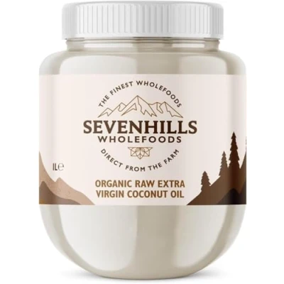 Image of Sevenhills Wholefoods 1L Organic Extra Virgin Raw Coconut Oil (Cold Pressed), Recyclable Plastic Tub, For Cooking, Baking, Skin Moisturiser, Hair Conditioner