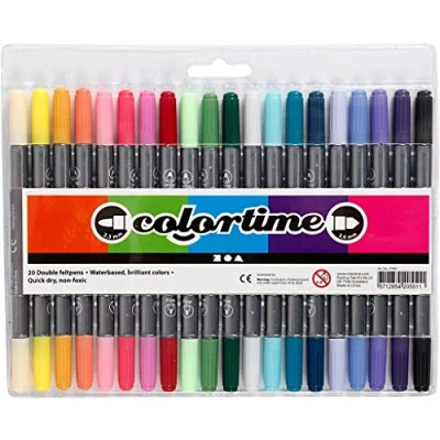 Image of Creativ Colortime Double Ended Felt Tip Pens Assorted PASTEL Colours Pack of 20