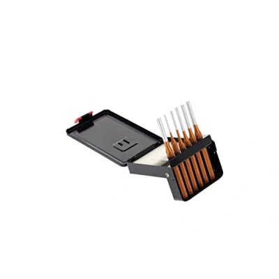 Image of GEDORE Red Pin Punch Set Including Metal Folding Cassette, 6 Pieces, 3 8 mm, Steel/Varnish, Silver/Copper