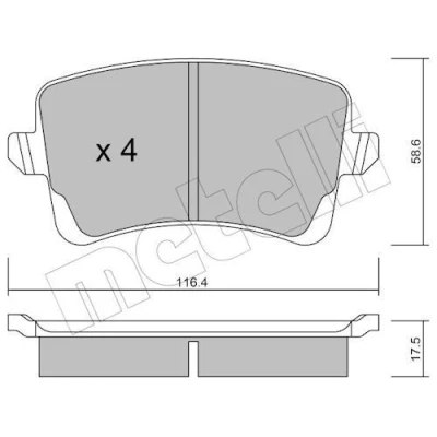 Image of 8K0698451, 8K0698451A, 8K0698451B, 8K0698451C, 8K0698451D Brake pad set METELLI 22 0776 0 excl. wear warning contact AUDI: A4 B8 Avant, A5 Coupe