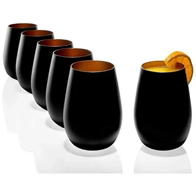 Image of Stölzle Lausitz Glasses 465 ml I Drinking Set of 6 Dishwasher Safe with High Break Resistance Universal Juice Whisky Black Bronze