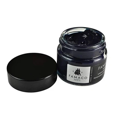 Image of Famaco Leather Repair &amp; Dye Cream Self Seal Colourant for Quick and Easy Suitable Sofas, Car Seat, Shoes, Handbag, more (Blue Fonce)