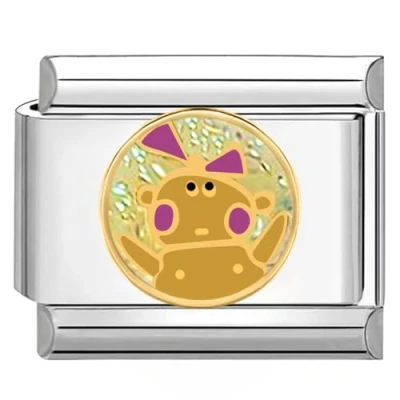 Image of Quiges 9mm Italian Style Charm Link Module Stainless Steel happy doll for Bracelets