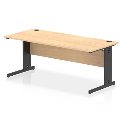 Image of Impulse 1800x800mm Straight Desk Maple Top Black Cable Managed Leg