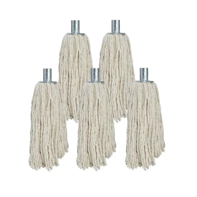Image of TW Wholesale 12oz Mop Heads 5pc Industrial Pure Yarn Head Galvanised Socket For Use Indoors Highly Absorbent Cotton