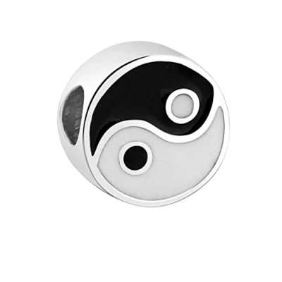 Image of Nenalina bead pendant yin and yang 925 Sterling Silver, charm compatible with all standard wearer bracelets chains, 717537 001, Crystal
