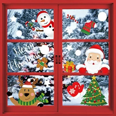 Image of Christmas Decorations Window Clings, 160pcs Snowflake Cling Stickers Xmas Sticker for Home Shop Party