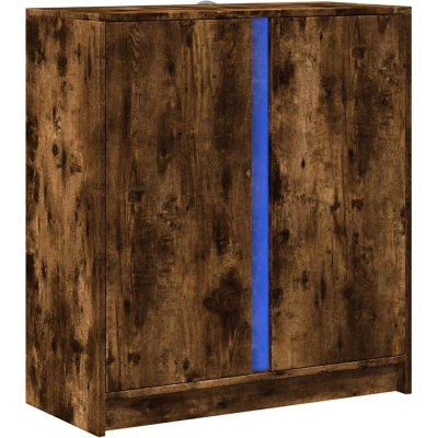 Image of vidaXL Sideboard with LED Smoked Oak 77x34x85 cm Engineered Wood