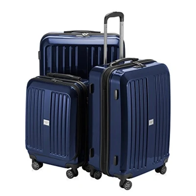 Image of HAUPTSTADTKOFFER X Berg Set of 3 Hardside Luggages Suitcase Spinner Trolley (S, M &amp; L), TSA, 258 Liter, Darkblue glossy