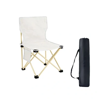 Image of YUEHUA Folding Chair for Camping, Portable Lightweight Camp Chair, Outdoor Lawn with Carry Bag Steel Frame Support 150 KG (White)