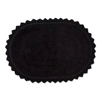 Image of DII Crochet Collection Reversible Bath Mat, Small Oval, 17x24, Black