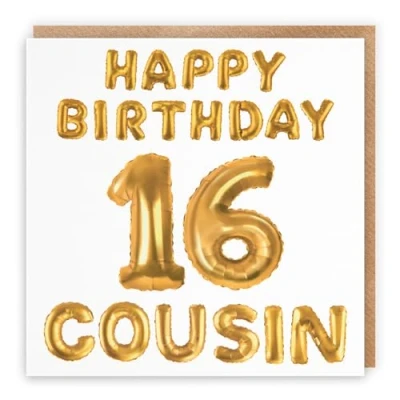 Image of Hunts England Cousin 16th Birthday Card Happy 16 Balloon Collection