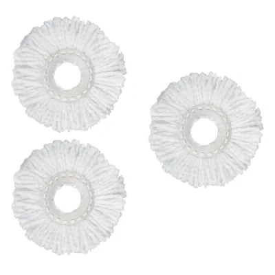 Image of Crystals 360 Spin Mop &amp; Bucket Set Microfibre with Wringer, 2 Heads for Efficient Home Cleaning, Suitable Tile, Wood Marble Floors, Floor Cleaning System (3 Pads Only)