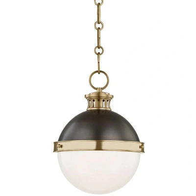 Image of Latham 1 Light Small Pendant Black, Gold, Glass